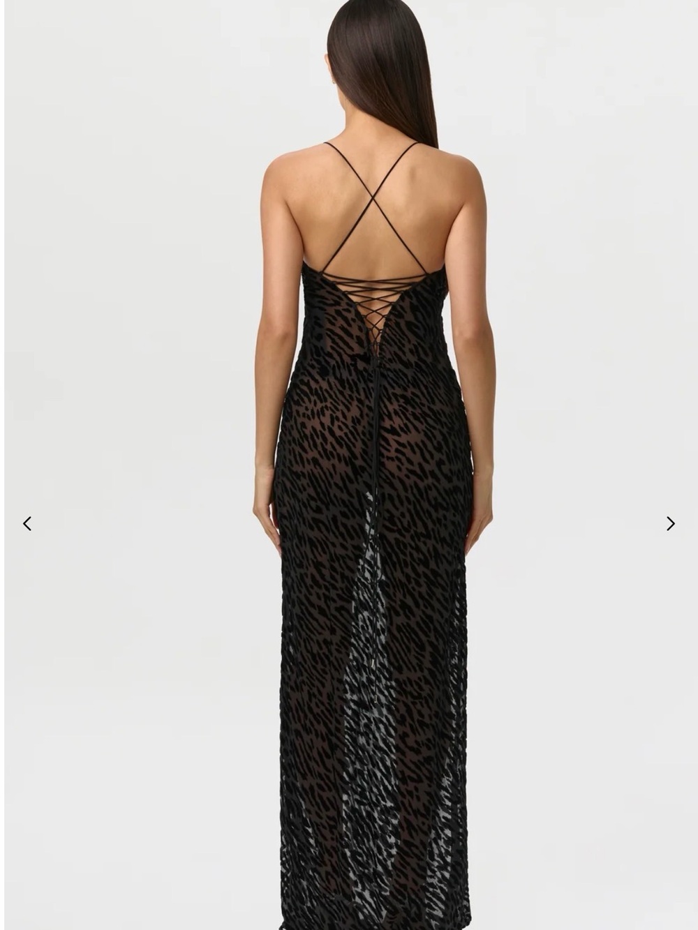 naked wardrobe Black Sheer Lace-Back Maxi Dress